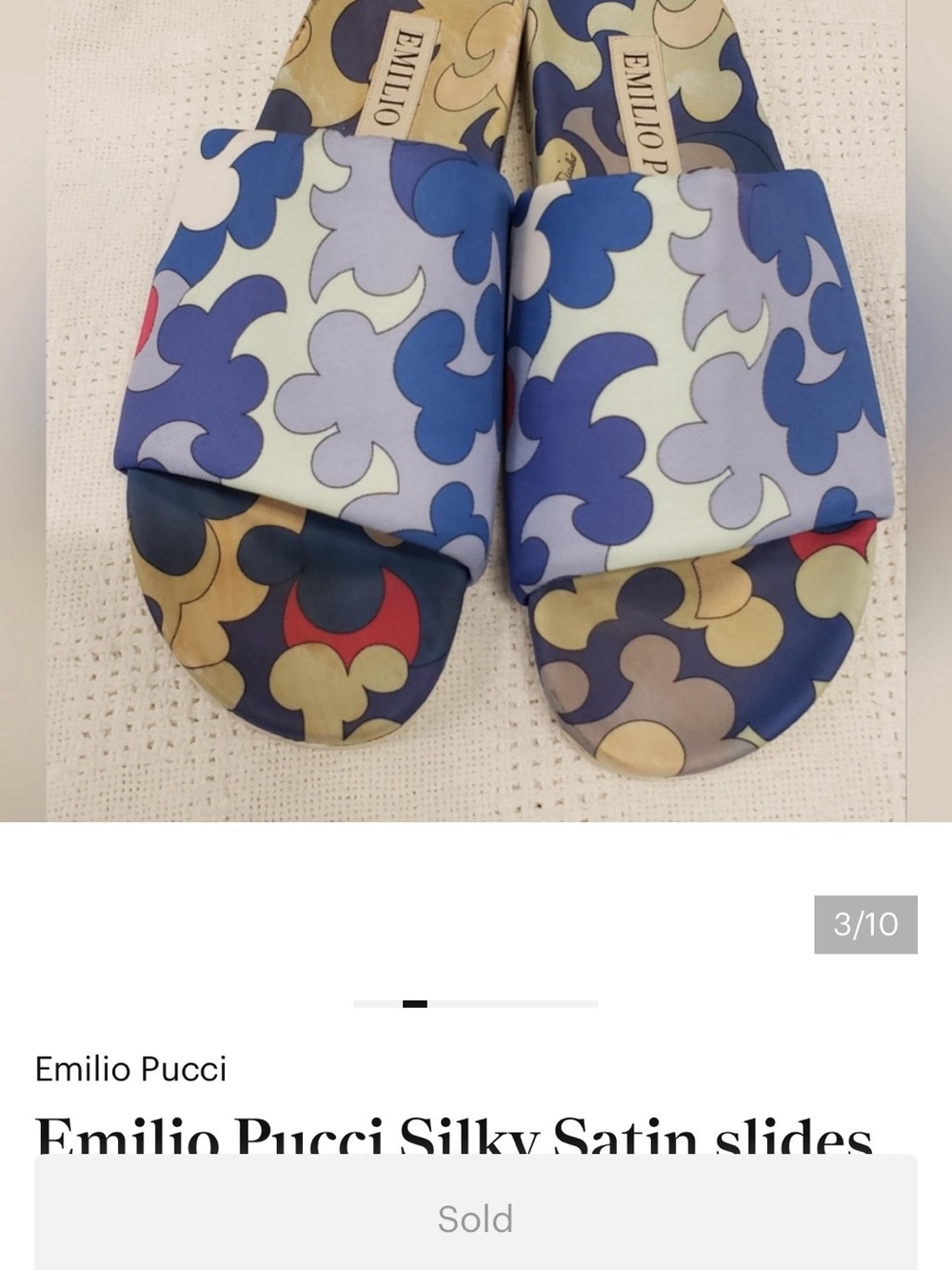 Emilio Pucci Blue Multicolor Wave-Pattern Slide Sandals - Picture 5 of 8